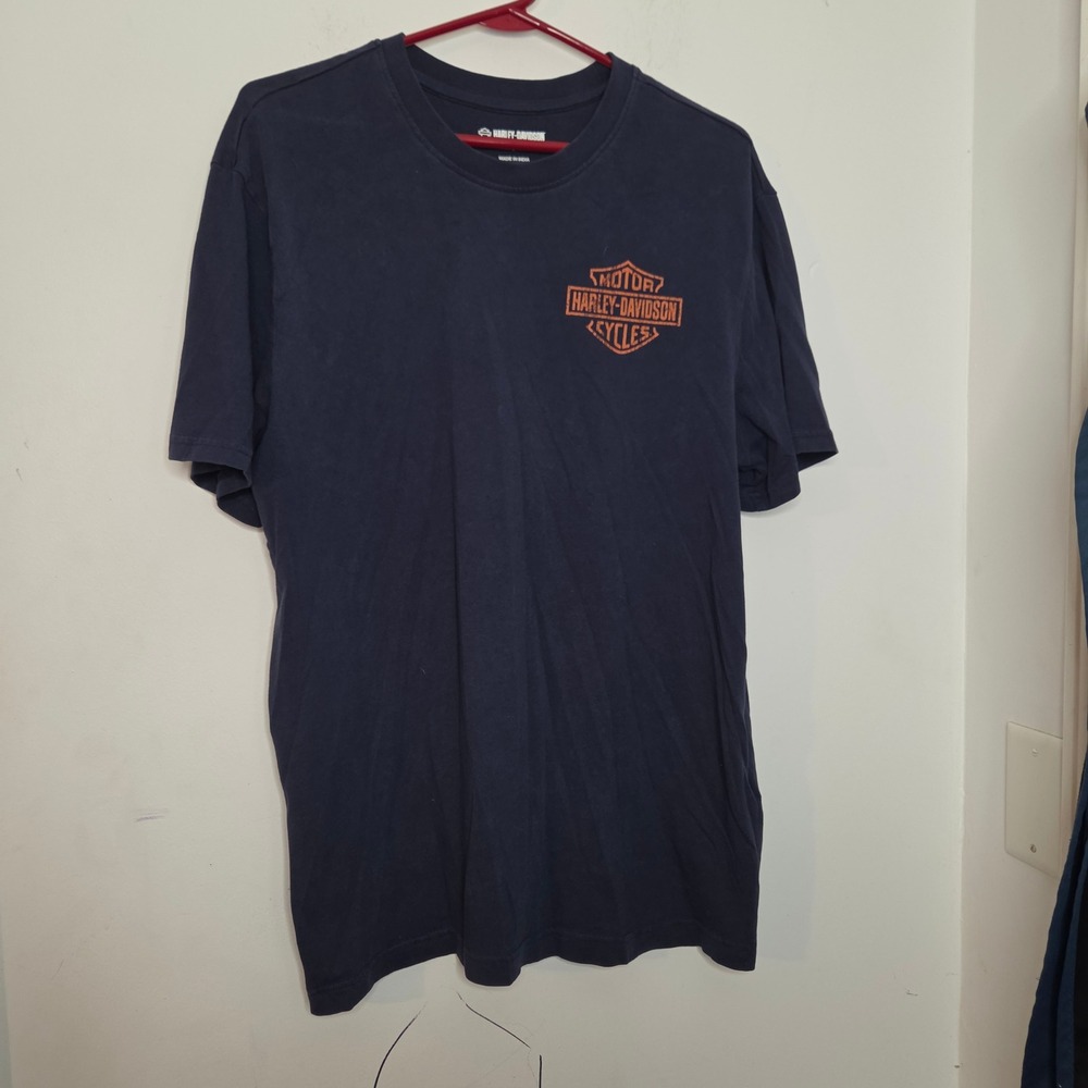Harley Davidson Mens Large Navy Blue Eagle USA Graphic T-Shirt All Roads Home